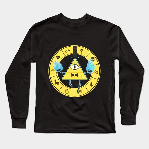 Bill Cipher - Gravity Falls (Dark background) Long Sleeve T-Shirt by renaesense